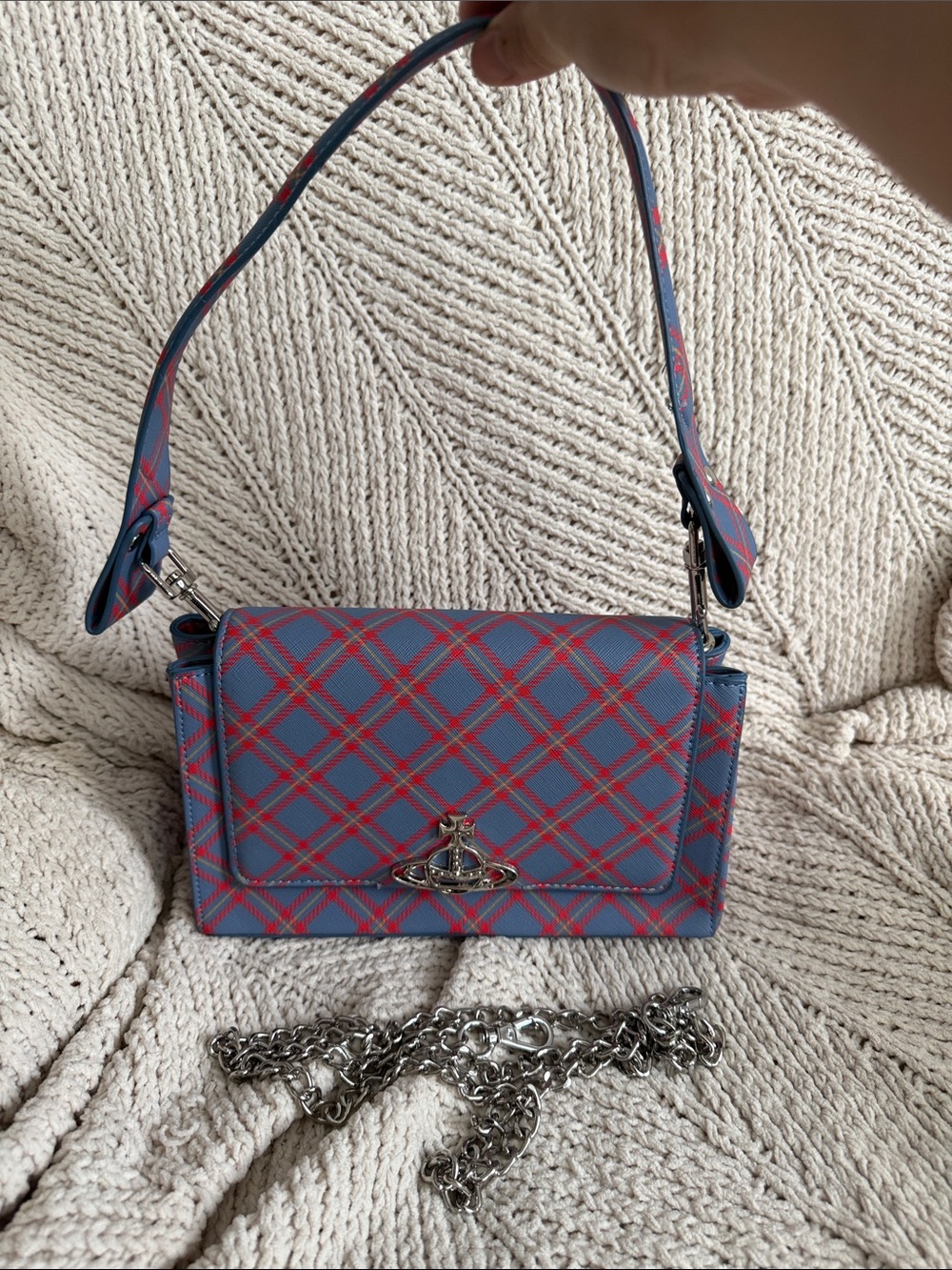 Blue & Pink Plaid Shoulder Bag